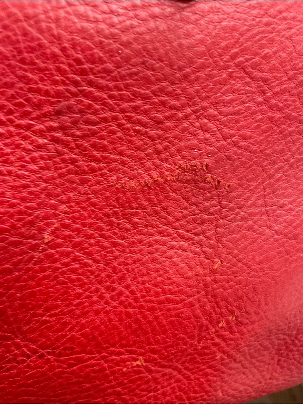 Fossil Red Leather Tote with Dark Red Accent